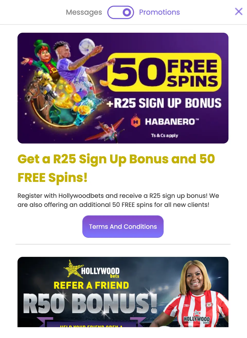 Hollywood Bets casino bonuses and promotions.