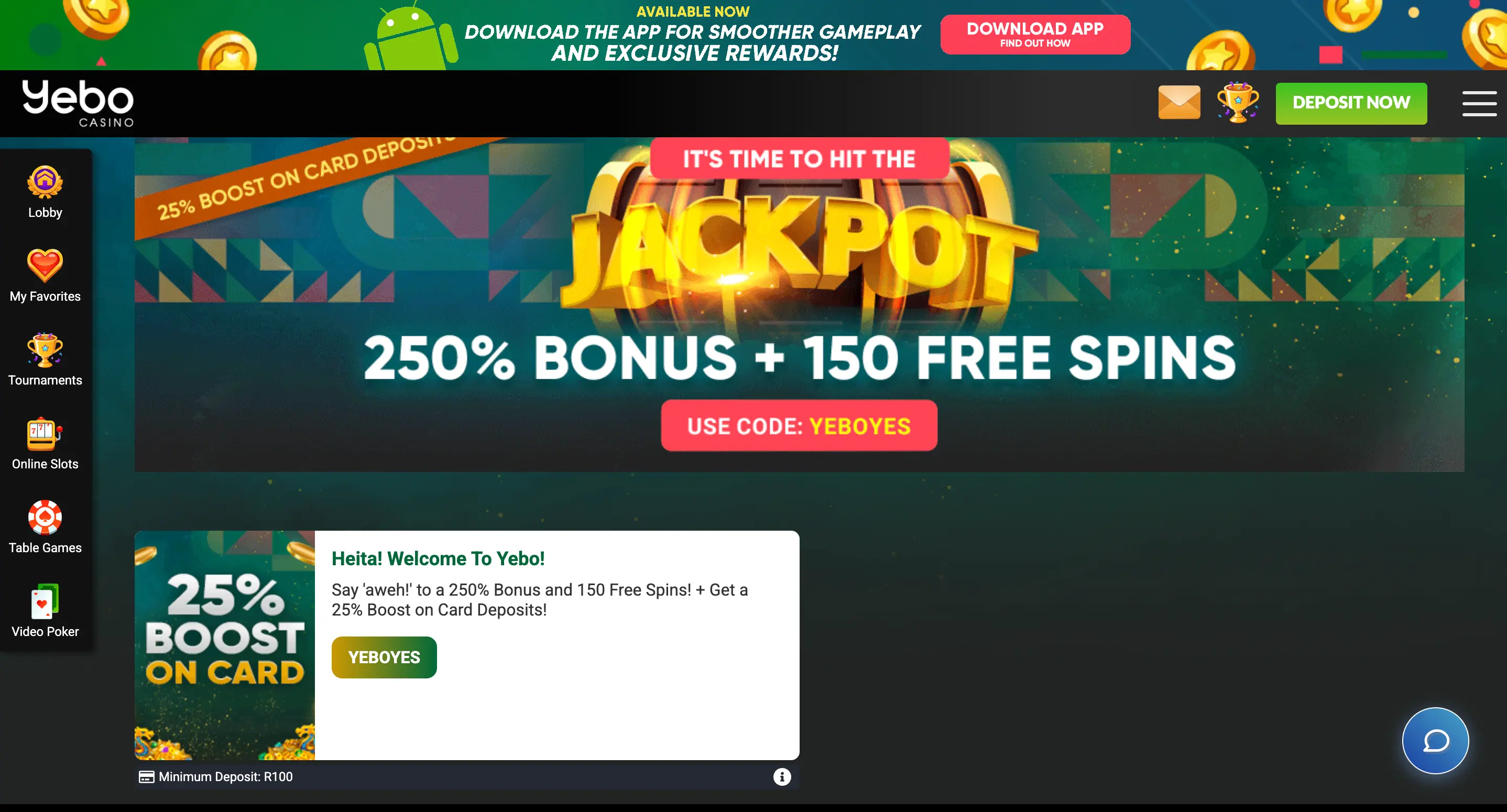 Yebo Casino Bonuses and Promotions