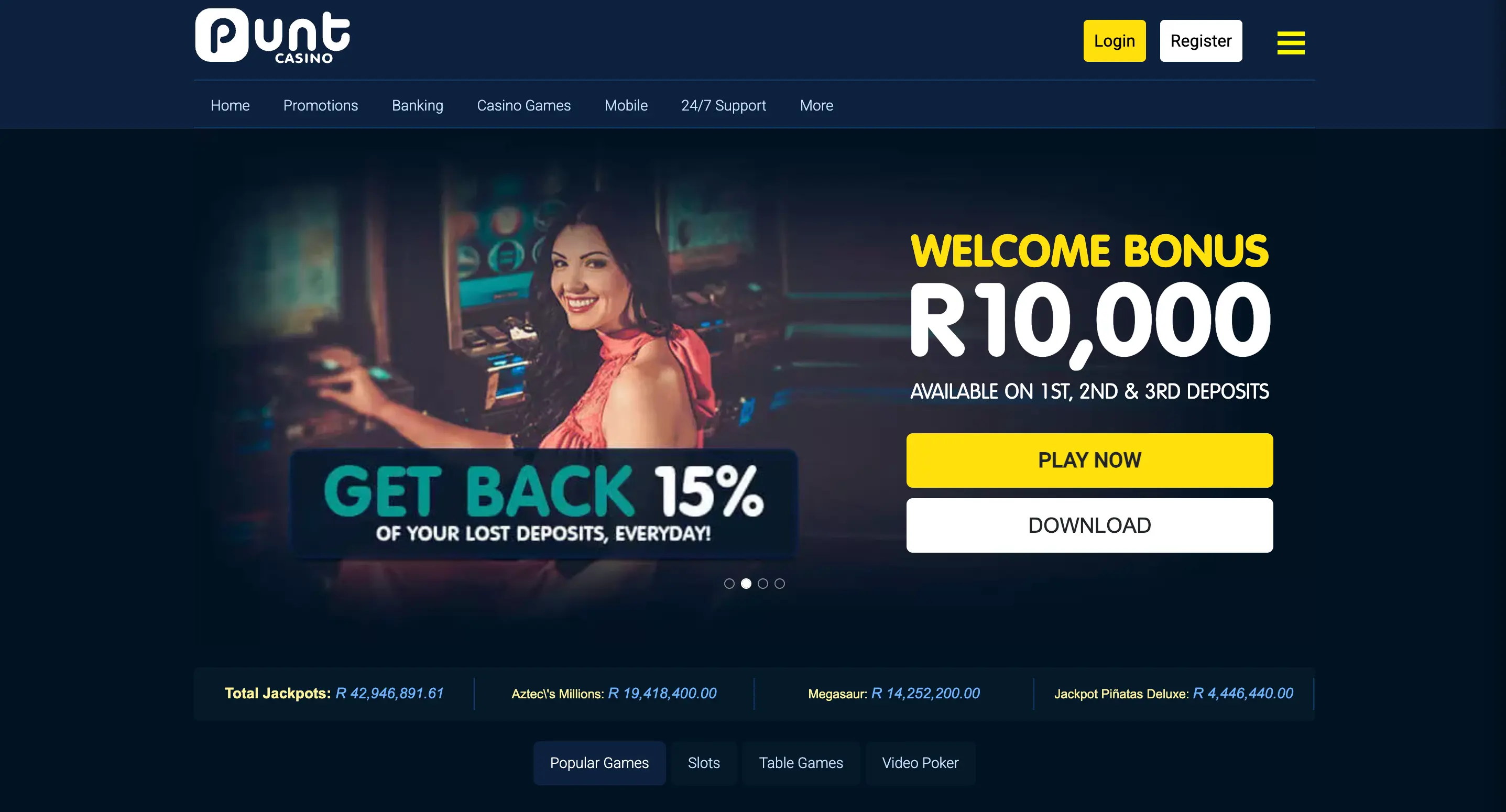 Punt Casino Home Page