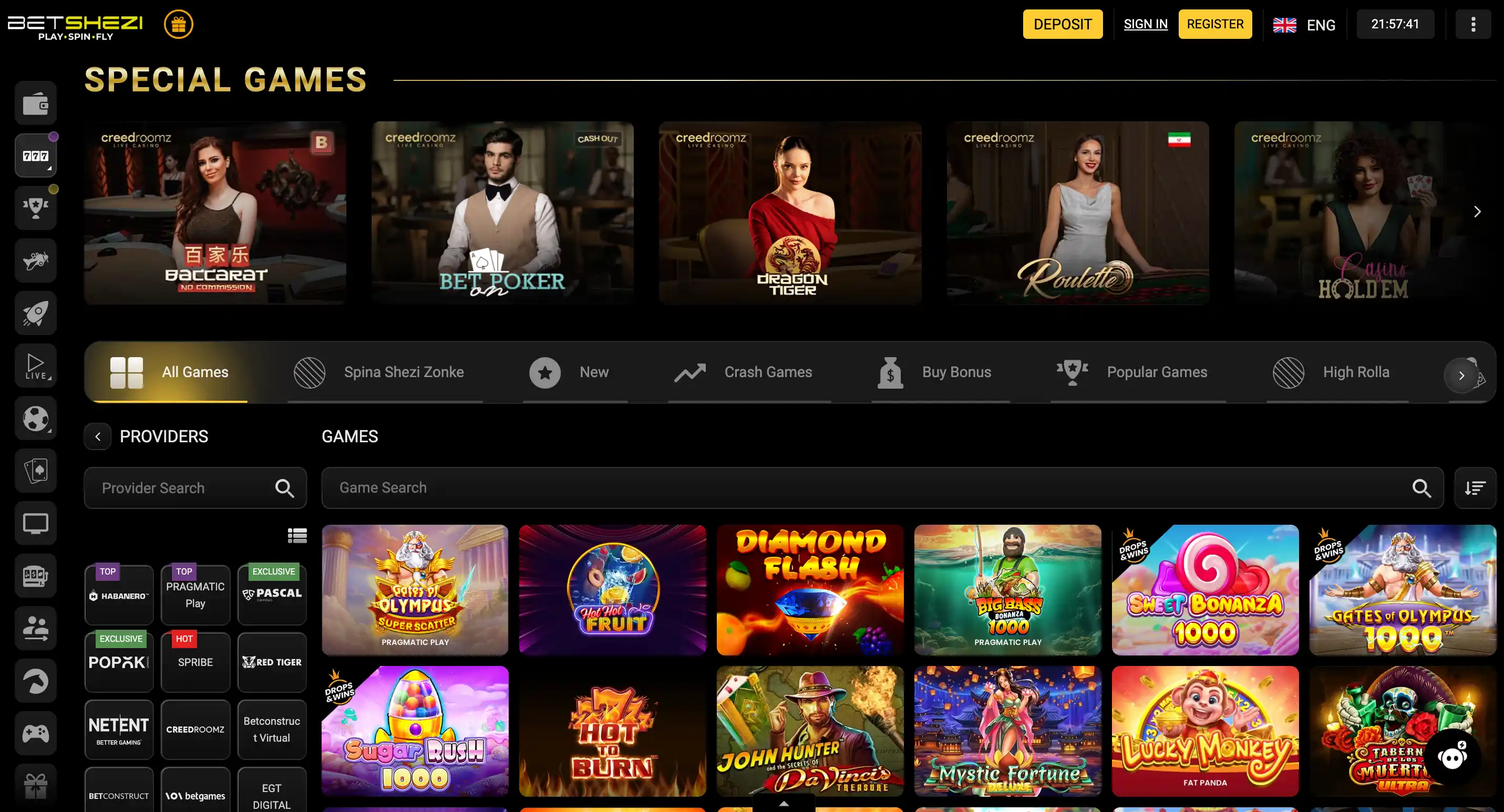 Betshezi Casino Slots Page
