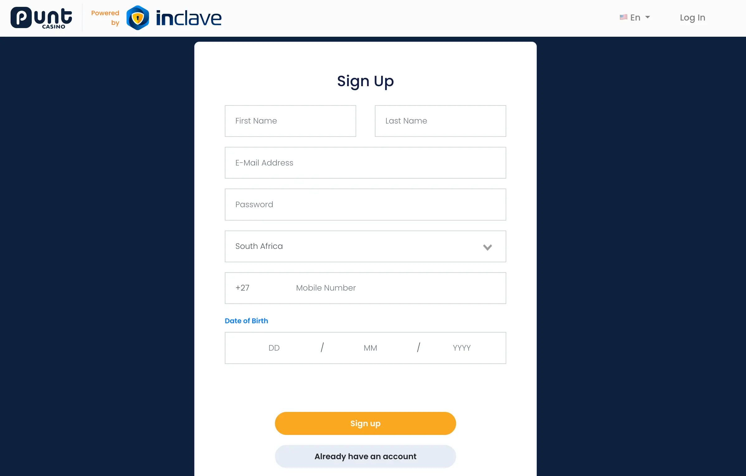 Punt Casino Registration Process