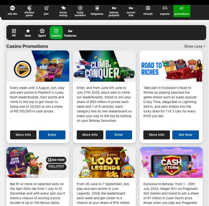Betway Casino Bonuses and Promotions